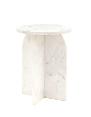 Marmurowy Biały Stolik Pomocniczy Marble White 40x40x50cm 2