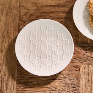 Talerz Deserowy Biały Monogram Riviera Maison