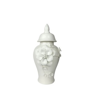 Waza Ceramiczna Amfora Floral Biała Wys. 38cm