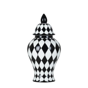 Waza Ceramiczna, Amfora Caro Czarno-Biała Wys. 52cm