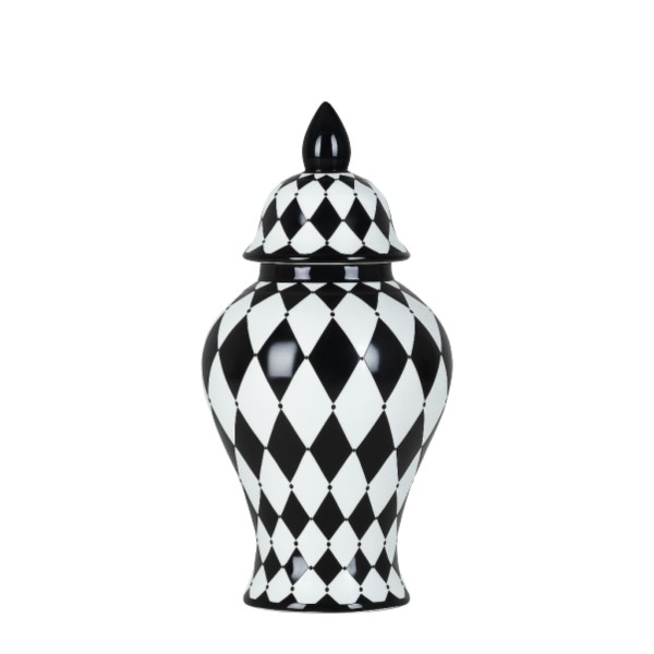 Waza Ceramiczna, Amfora Caro Czarno-Biała Wys. 52cm