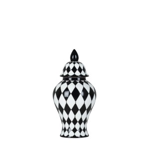 Waza Ceramiczna, Amfora Caro Czarno-Biała Wys. 32cm