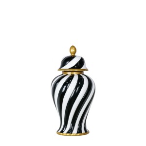 Waza Ceramiczna, Amfora Stripes Czarno-Biała 37cm
