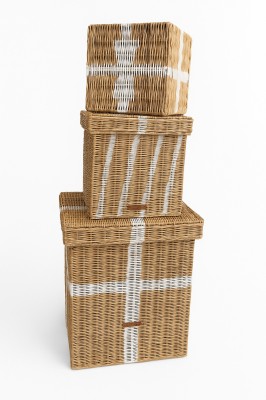 Zestaw 3 Rattanowych Koszy RR Pretty Present Storage Riviera Maison