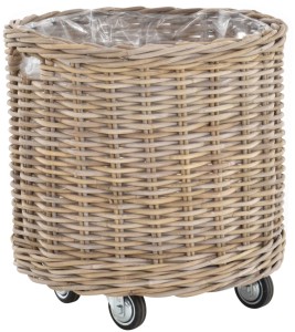 Duży Okrągły Kosz Rattanowy na Kółkach Artigan Śr. 55cm