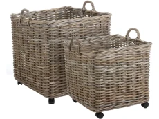 Duży Kwadratowy Kosz Rattanowy na Kółkach Buenos Wys. 50cm
