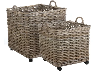 Duży Kwadratowy Kosz Rattanowy na Kółkach Buenos Wys. 50cm