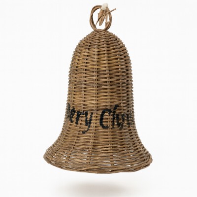 Zawieszka Rattanowa Dzwonek Bell Merry Christmas XXL