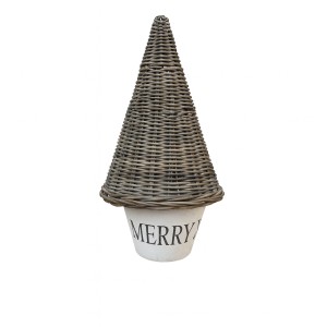 Dekoracja Rattanowa Choinka/ Lampion Merry Christmas  Wys. 40cm
