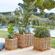 Duży Kwadratowy Kosz Rattanowy Theo 52x52x67cm