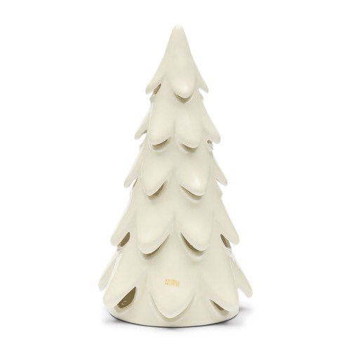 Ceramiczna choinka LED Winter Garden Tree w kolorze białym, o kształcie świątecznego drzewka z falującymi gałęziami. Produkt stoi na płaskiej powierzchni, z wyraźnym logo Riviera Maison na dolnej części.