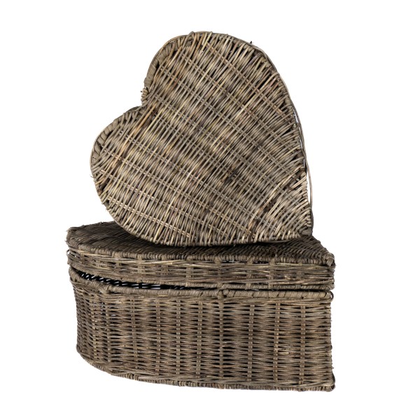 Zestaw 2 Pojemników Szkatułek Rattanowych Heart