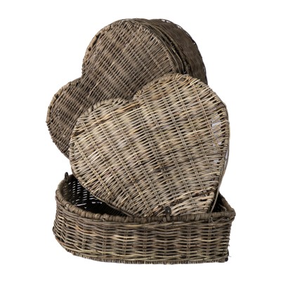 Zestaw 2 Pojemników Szkatułek Rattanowych Heart 3