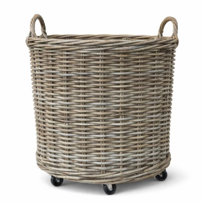 Duży Okrągły Kosz Rattanowyna Kólkach Decorativo Wys. 73cm 3