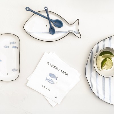 Zestaw Dwóch Owalnych Talerzyków Fish&Small Stripe Bastion Collection 3