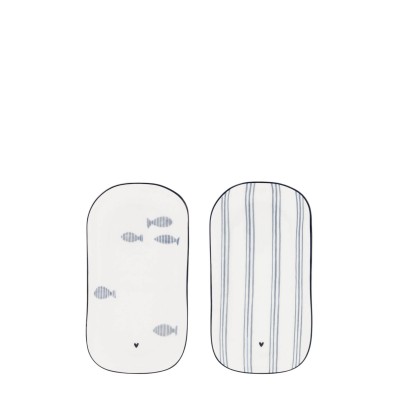 Zestaw Dwóch Owalnych Talerzyków Fish&Small Stripe Bastion Collection 2