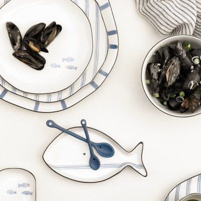 Talerz Deserowy Iris Blue Fishes Bastion Collection 3