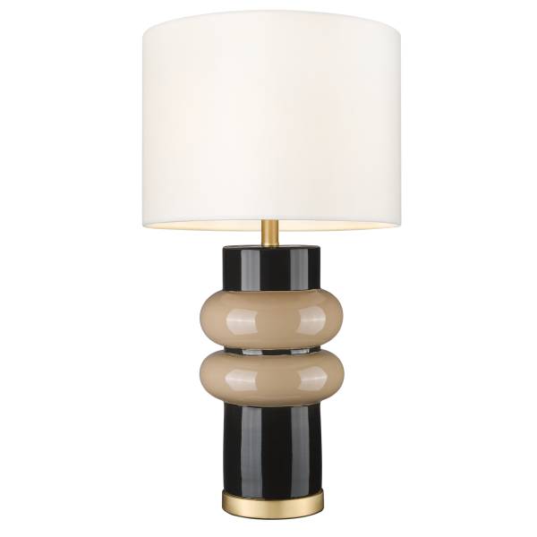 Efektowna Lampa Stołowa Ascot Czarno-Beżowa Wys. 56cm