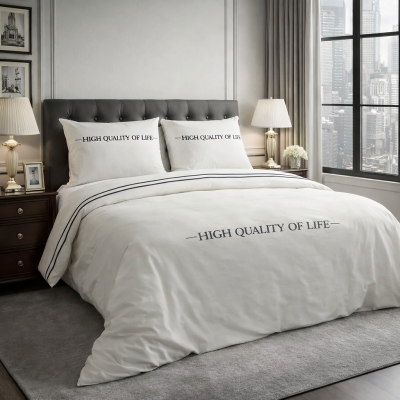 Personalizowana Pościel Hampton z Haftem Kremowa Biel z Granatem - skonfiguruj swoją wymarzoną pościel 4