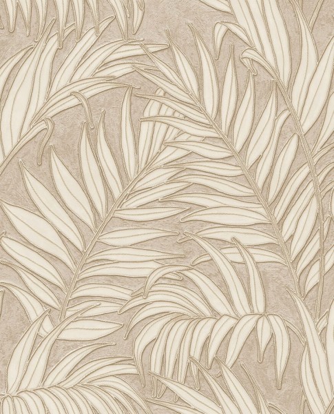 Tapeta Liście Palmowe Ciemnobeżowa Riviera Maison