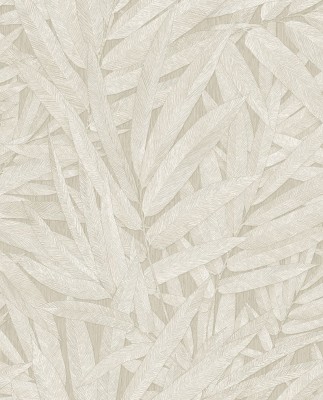 Tapeta Liście Strukturalne Szaro-Beżowa Riviera Maison