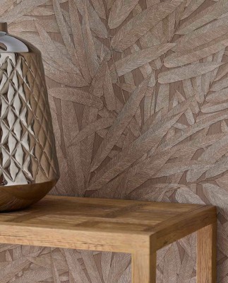 Tapeta Liście Strukturalne Ciemnobeżowa Riviera Maison 4