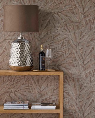 Tapeta Liście Strukturalne Ciemnobeżowa Riviera Maison 3