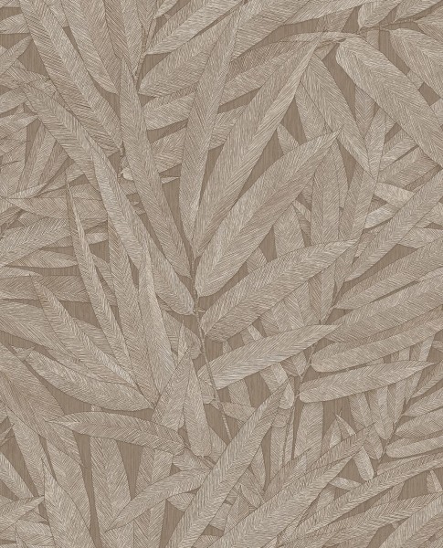 Tapeta Liście Strukturalne Ciemnobeżowa Riviera Maison