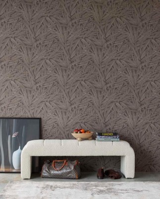 Tapeta Liście Strukturalne Ciemnobrązowa Riviera Maison 4