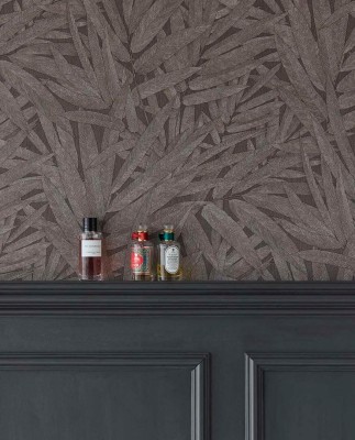 Tapeta Liście Strukturalne Ciemnobrązowa Riviera Maison 3