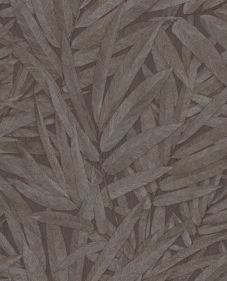 Tapeta Liście Strukturalne Ciemnobrązowa Riviera Maison