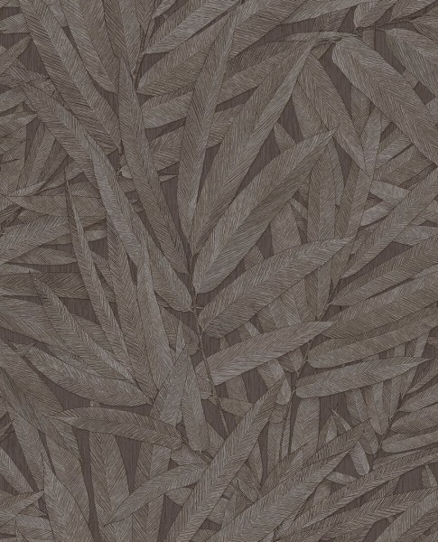 Tapeta Liście Strukturalne Ciemnobrązowa Riviera Maison