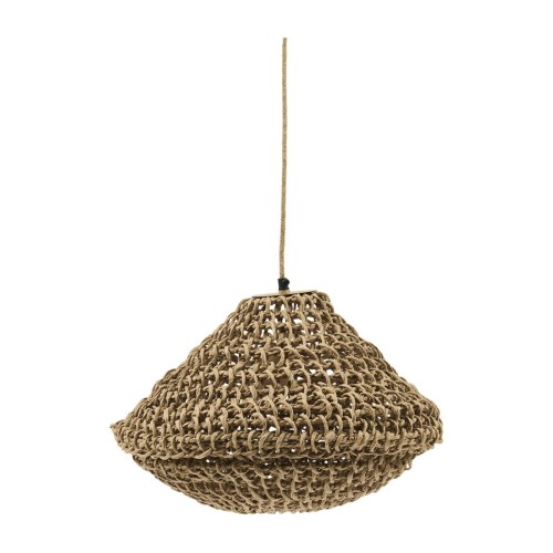 Lampa wisząca Roté S Riviera Maison w kształcie stożka, wykonana z plecionego materiału w odcieniu jasnobrązowym. Zawieszona na cienkim, kolorowym sznurku, idealna do wnętrz o naturalnym stylu.