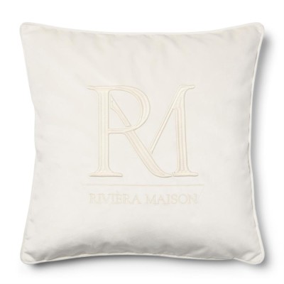 Poduszka Dekoracyjna Monogram Biała 50x50cm Riviera Maison