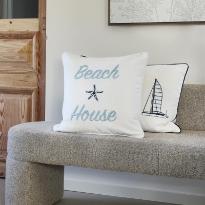 Poduszka Dekoracyjna Beach House Biała 50x50cm Riviera Maison 4