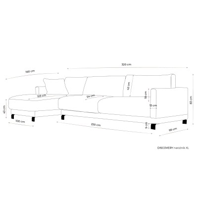 Komfortowa Sofa Narożna Lewostronna Harvey  160x320x83cm - Opcje Wyboru Tkaniny 4