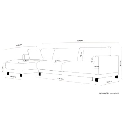 Komfortowa Sofa Narożna Prawostronna Harvey  160x320x83cm - Opcje Wyboru Tkaniny 4