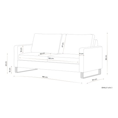 Komfortowa Dwuosobowa Sofa Edmonto 180x94x86cm - Opcje Wyboru Tkaniny 4