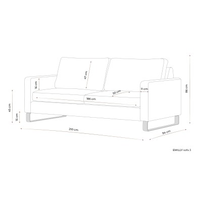 Komfortowa Trzyosobowa Sofa Edmonto 210x94x86cm - Opcje Wyboru Tkaniny 4