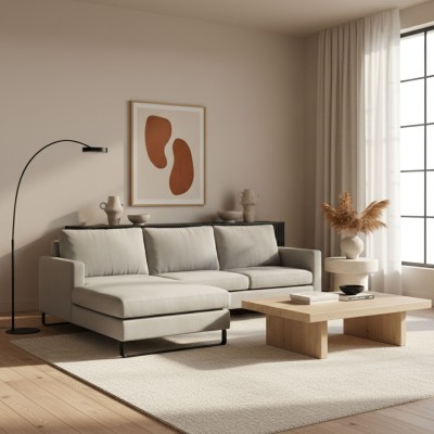 Komfortowa Sofa Narożna Prawostronna Edmonto 245x180x86cm - Opcje Wyboru Tkaniny 3