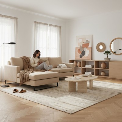 Komfortowa Sofa Narożna Lewostronna Edmonto 245x180x86cm - Opcje Wyboru Tkaniny 3