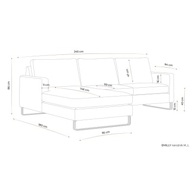 Komfortowa Sofa Narożna Lewostronna Edmonto 245x180x86cm - Opcje Wyboru Tkaniny 4