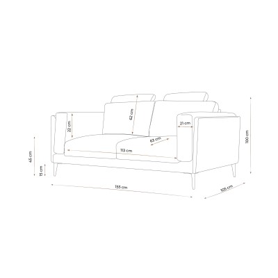2 Osobowa Stylowa Sofa Lavero 155x105x81cm - Opcje Wyboru Tkaniny 4