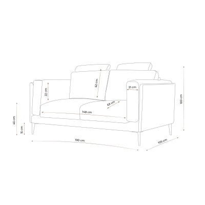 2,5 Osobowa Stylowa Sofa Lavero 190x105x81cm - Opcje Wyboru Tkaniny 4