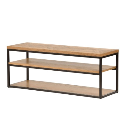 Industrialny Stolik RTV Indus Naturalny Dąb, Ciemny Grafit 116cm