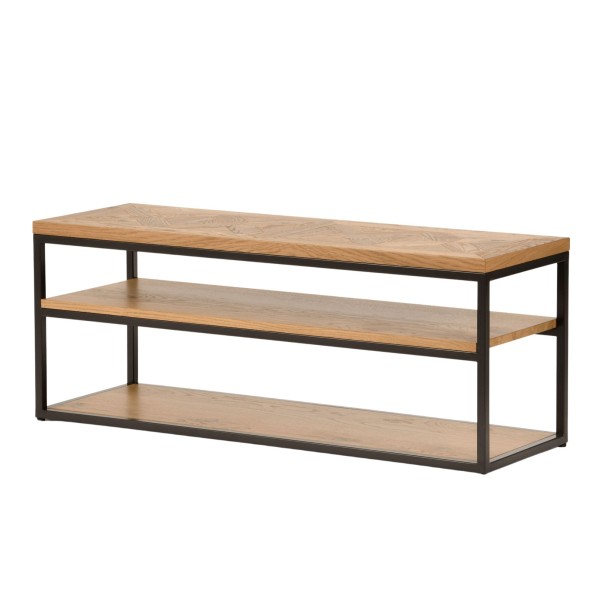 Industrialny Stolik RTV Indus Naturalny Dąb, Ciemny Grafit 116cm
