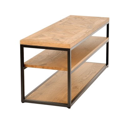 Industrialny Stolik RTV Indus Naturalny Dąb, Ciemny Grafit 116cm 5