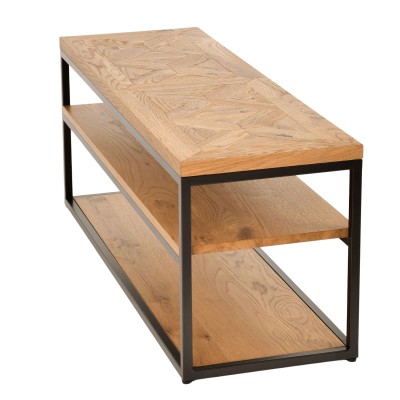 Industrialny Stolik RTV Indus Naturalny Dąb, Ciemny Grafit 116cm 7