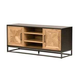 Industrialna Komoda RTV Indus Czarna, Naturalny Dąb 133cm