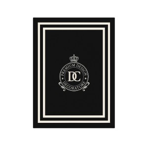 Personalizowany Koc Czarny z Białą Ramką i Haftem Monogram 150x200cm